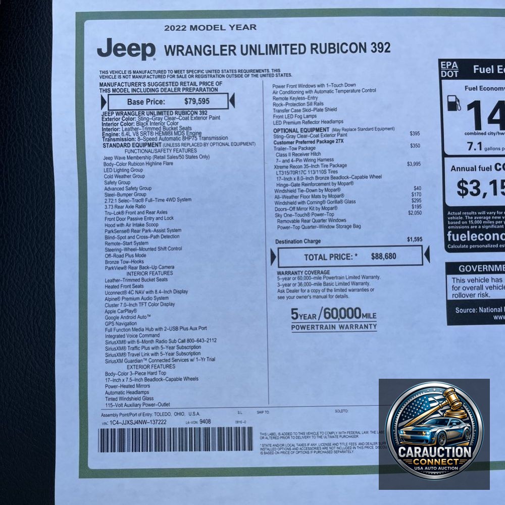 2022 Jeep Wrangler Unlimited Rubicon 392