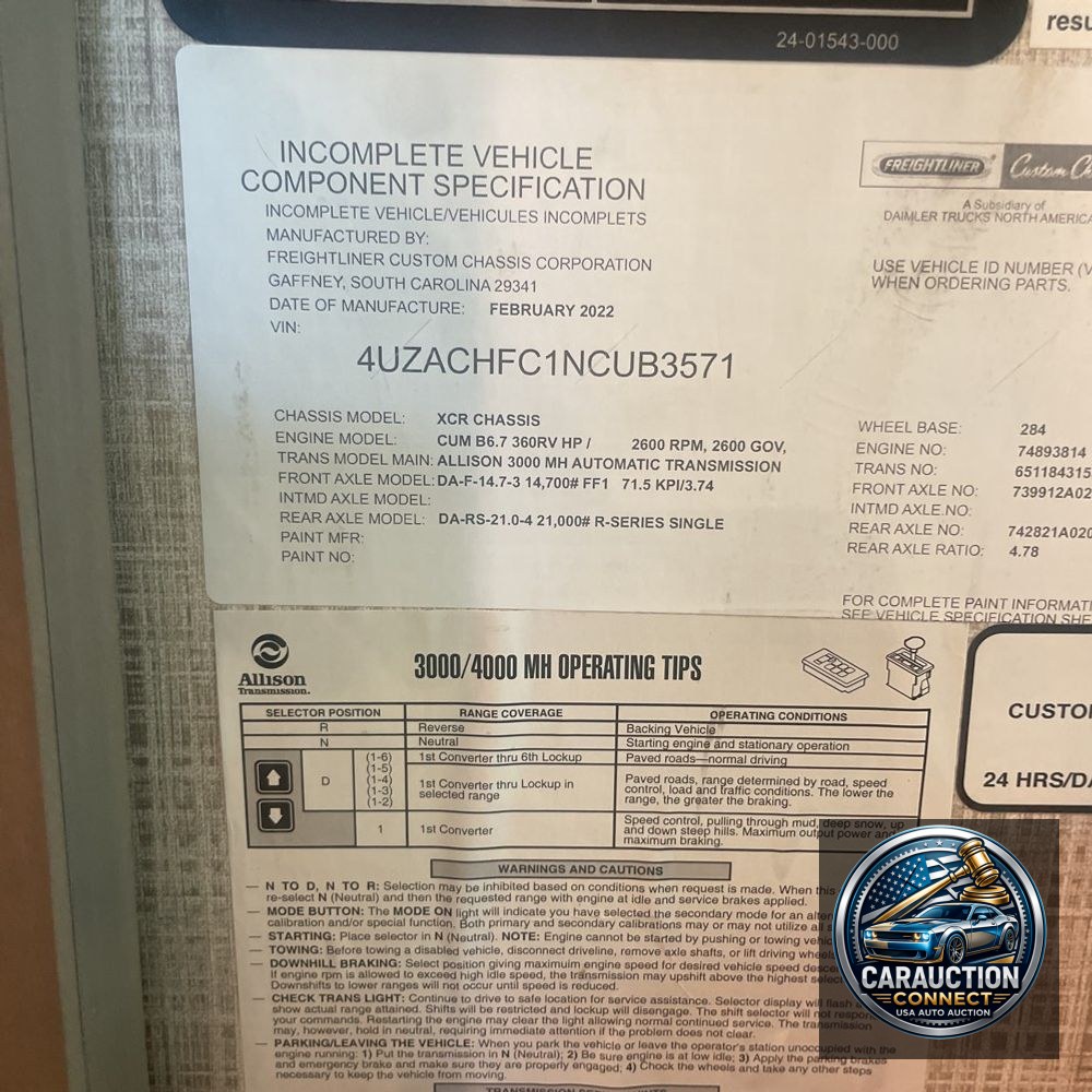 2022 Freight liner  XC-R motor home Chassie Motor home