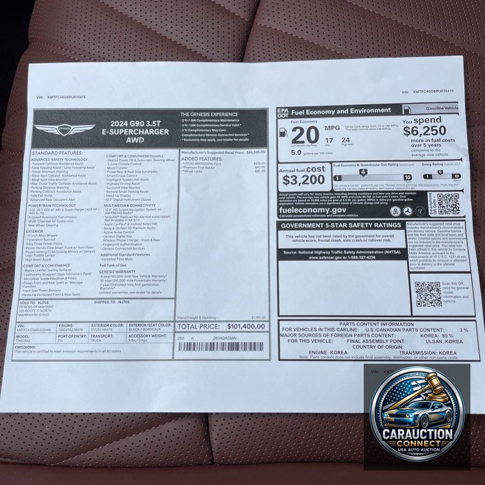 2024 Genesis G90 3.5T e-Supercharger